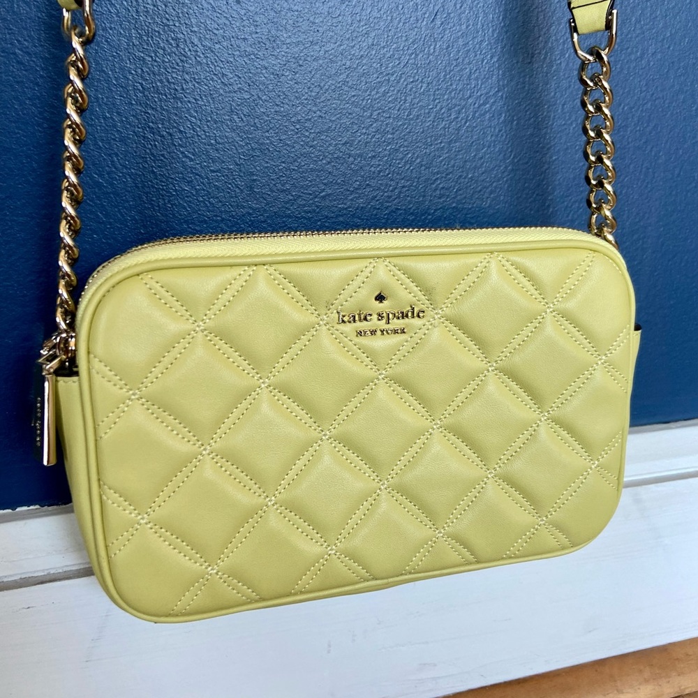 KATE SPADE - LIKE NEW - BUTTERMILK YELLOW QUILTED LEATHER CROSSBODY